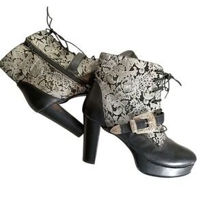 Vintage Goth Platform Shoes Black Chunky Lug Sole Y2K Grunge Punk Womens 9.5 NEW